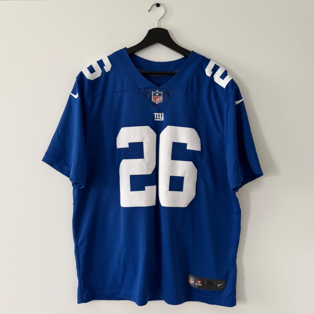 Nike NFL New York Giants Saquon Barkley 26 Jersey Blue Mens XL On Field Stitched
